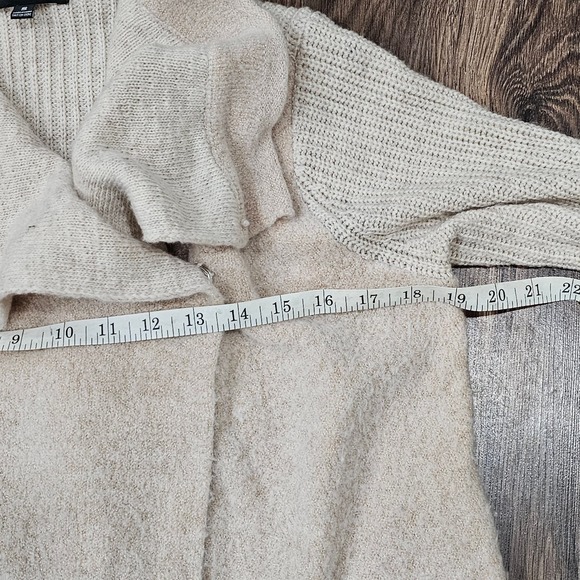 LA Fee Verte Anthropologie Pink Cream Color Block Wrap‎ Cardigan Sweater Small - Picture 8 of 9